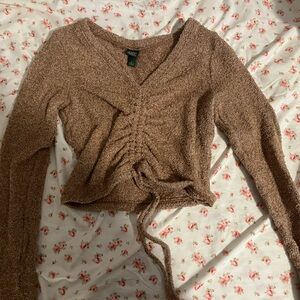 wild fable Brown Cropped V-Neck Sweater